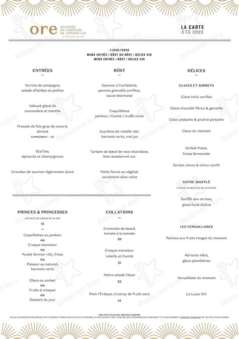 menu versailles charles prix